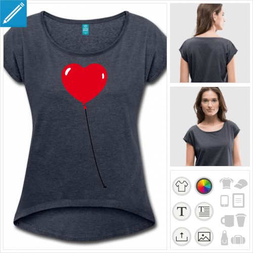 t-shirt cropped ballon coeur  personnaliser en ligne