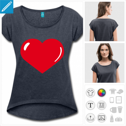 t-shirt femme coeur  personnaliser et imprimer en ligne