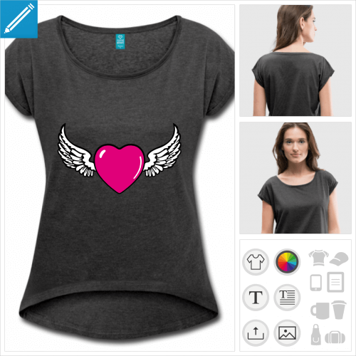 t-shirt femme coeur  personnaliser et imprimer en ligne