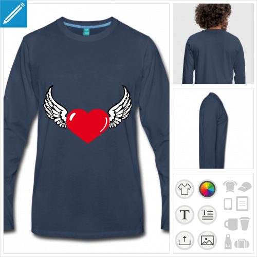 t-shirt coeur ailes  imprimer en ligne