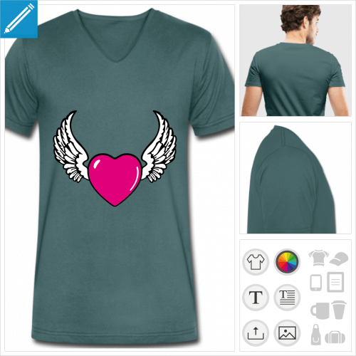 t-shirt coeur  imprimer en ligne