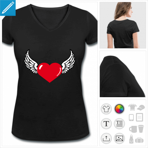 t-shirt coeur ail  personnaliser