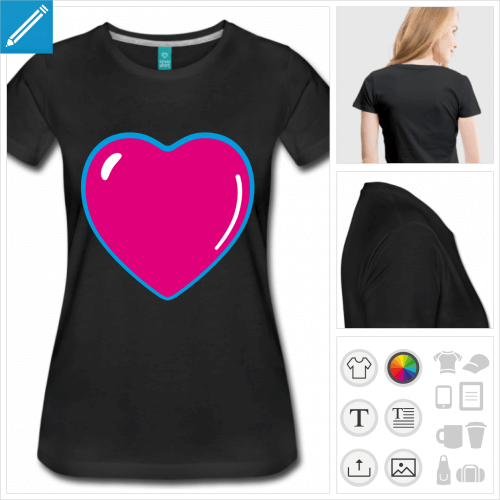 t-shirt basique coeur anime  imprimer en ligne