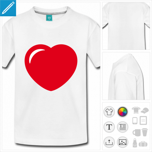 t-shirt basic I love coeur  personnaliser et imprimer en ligne