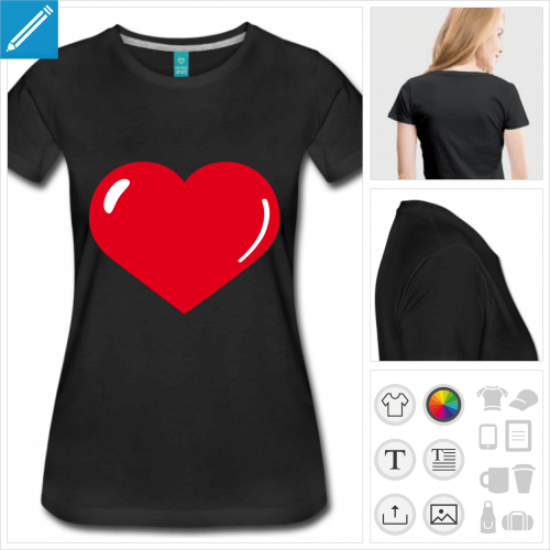 t-shirt manches courtes gros coeur  personnaliser en ligne