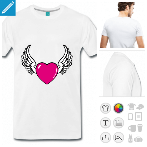 T-shirt cur bijou, orn de reflets et d'ailes,  personnaliser en ligne.