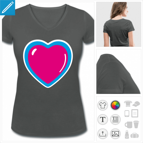 t-shirt coeur anime  crer en ligne