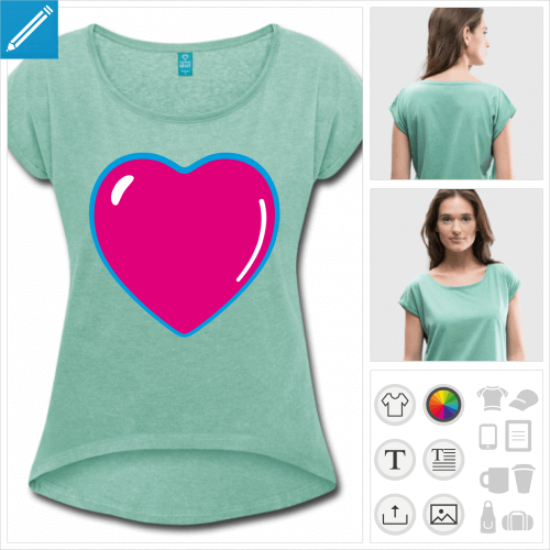 t-shirt coeur kawaii  crer soi-mme