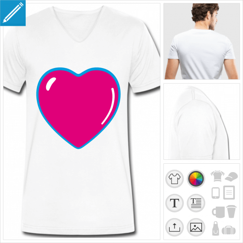 t-shirt homme coeur bijou  personnaliser et imprimer en ligne