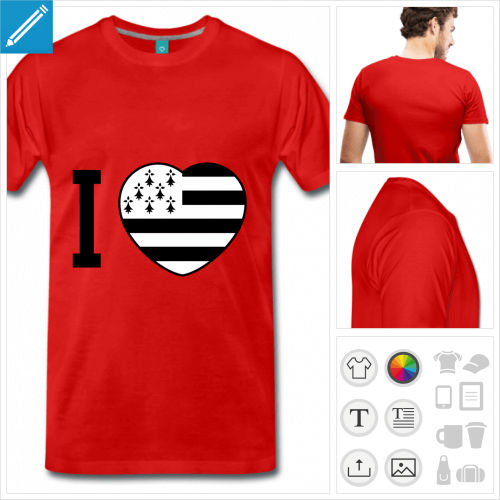 tee-shirt coeur breton personnalisable