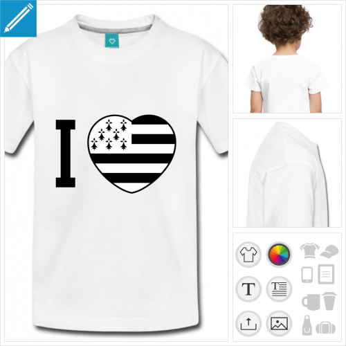 t-shirt blanc simple coeur Breizh  crer soi-mme