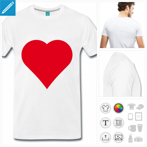 T-shirt cur, motif carte de jeu, cur pointu  personnaliser et imprimer en ligne.