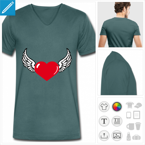 t-shirt pour homme coeur  personnaliser et imprimer en ligne