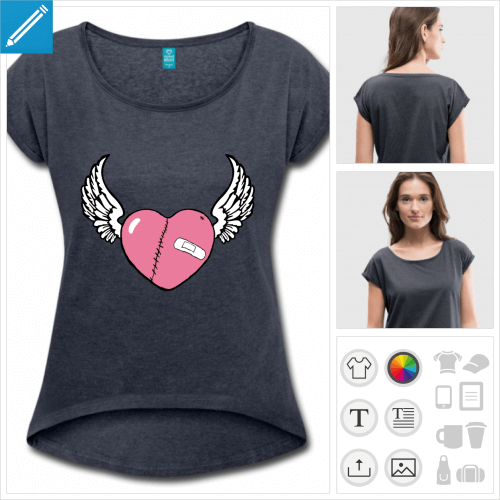 t-shirt femme coeur  personnaliser et imprimer en ligne