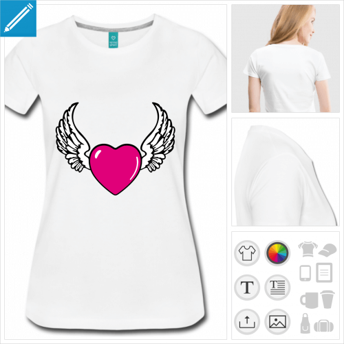 t-shirt simple coeur ail  personnaliser, impression unique