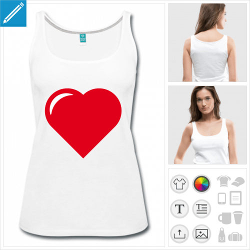 t-shirt femme coeur reflet  imprimer en ligne