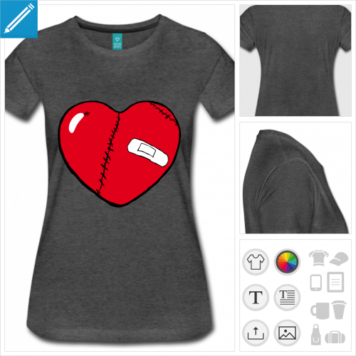 t-shirt simple coeur bris  personnaliser en ligne