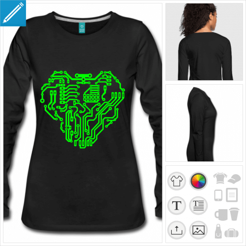 t-shirt noir robot  crer soi-mme