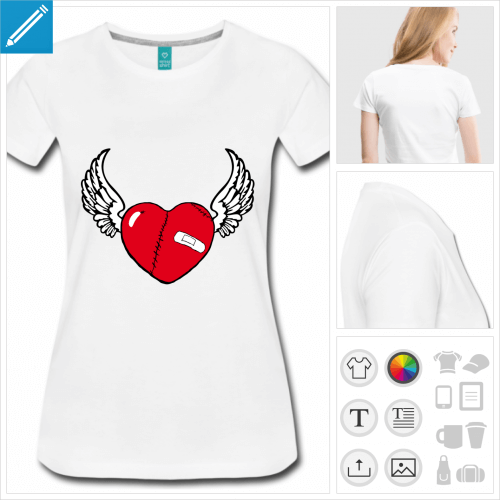 t-shirt simple coeur ail  imprimer en ligne