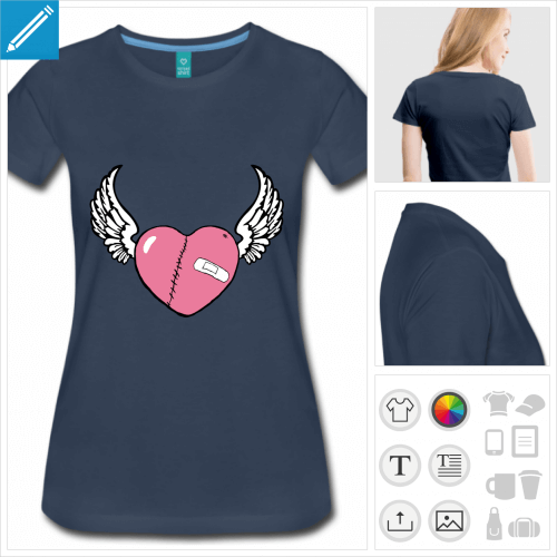 t-shirt femme coeur  personnaliser