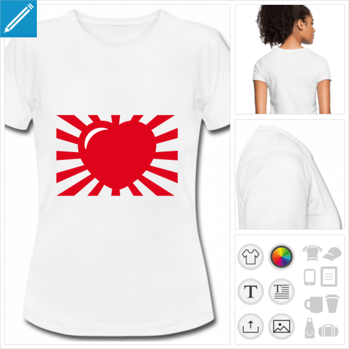 t-shirt blanc simple coeur manga  personnaliser