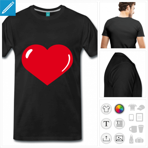 T-shirt coeur personnalisable  reflets,  imprimer en ligne. Ajoutez votre texte, personnalisez les couleurs.