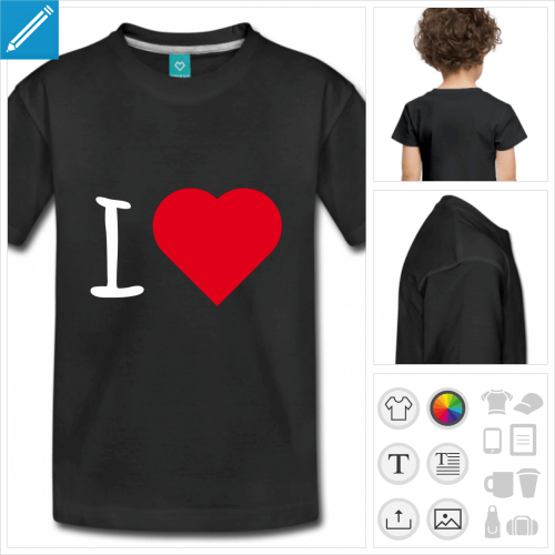 t-shirt blanc simple I love  imprimer en ligne