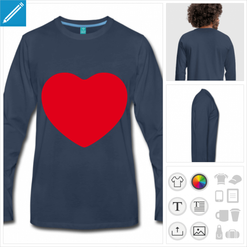 t-shirt manches longues I love  personnaliser