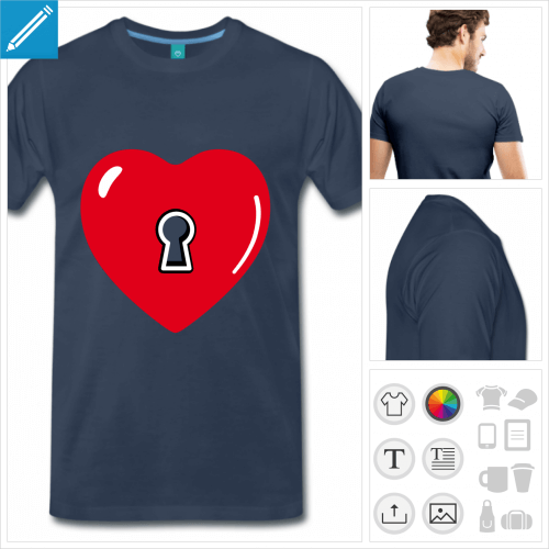 T-shirt cur  serrure simple aux couleurs personnalisables  imprimer en ligne.