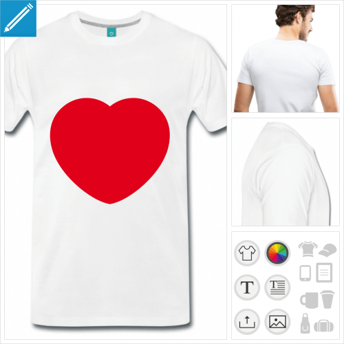 t-shirt simple coeur love personnalisable