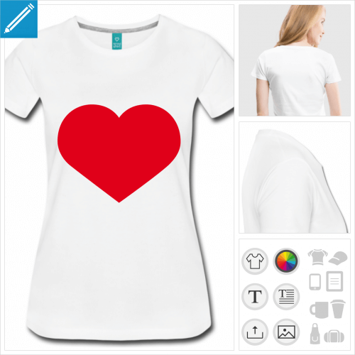 t-shirt femme I love coeur  imprimer en ligne