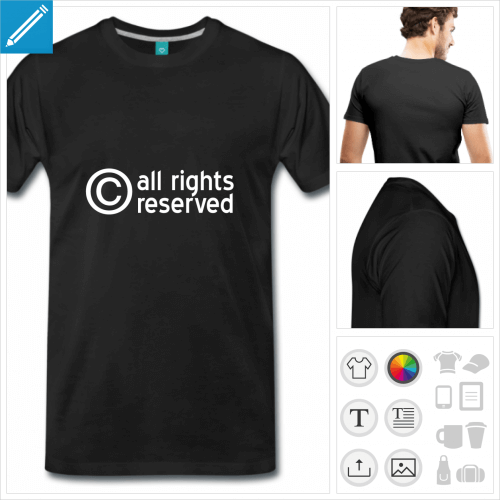 T-shirt copyright, all rights reserved. Sigle copyright personnalisable  imprimer en ligne.