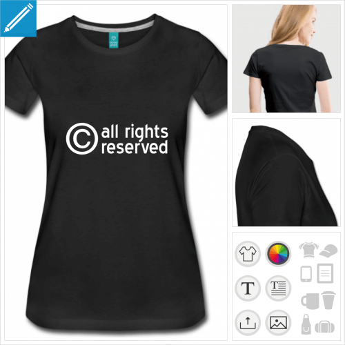 t-shirt noir copyright  imprimer en ligne