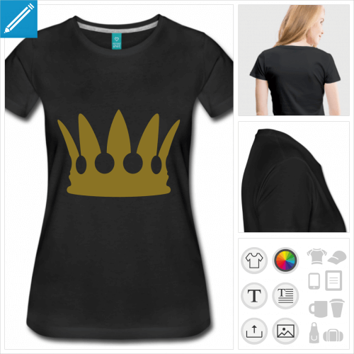 t-shirt manches courtes couronne roi  personnaliser