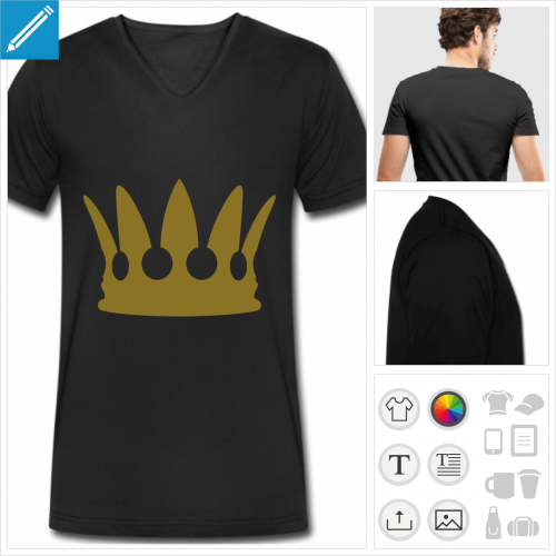 t-shirt bleu marine couronne roi  personnaliser et imprimer en ligne