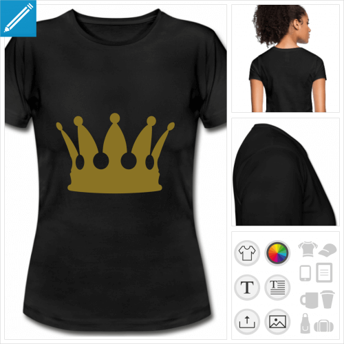 t-shirt noir basique couronne  personnaliser