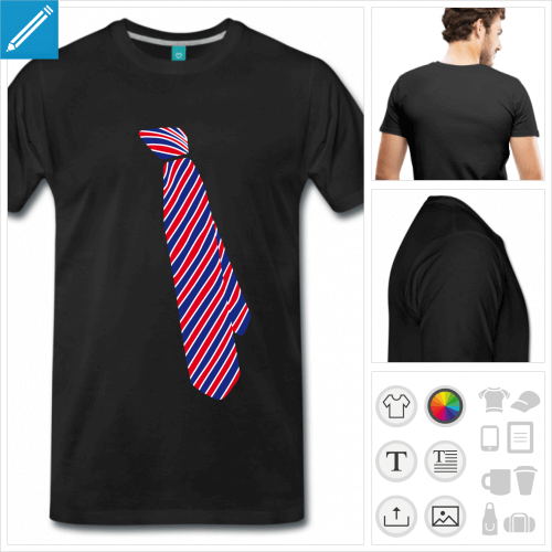 T-shirt cravate anglaise personnalisable, fausse cravate  imprimer sur t-shirt.