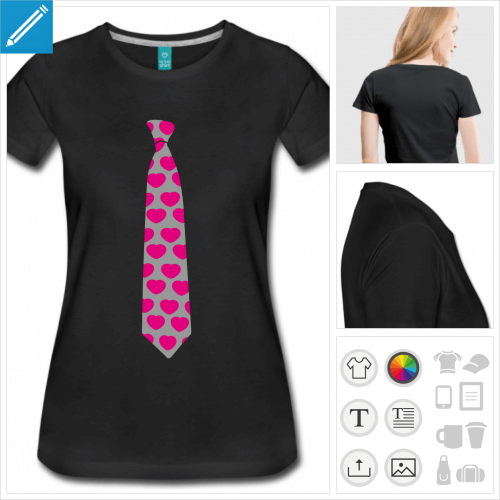 t-shirt femme cravate rigolote personnalisable