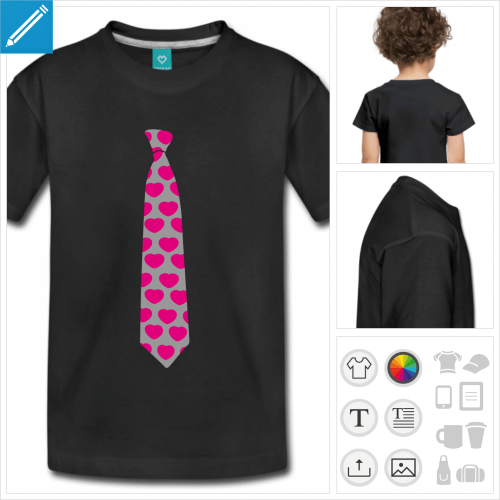 t-shirt basique cravate coeurs  personnaliser et imprimer en ligne