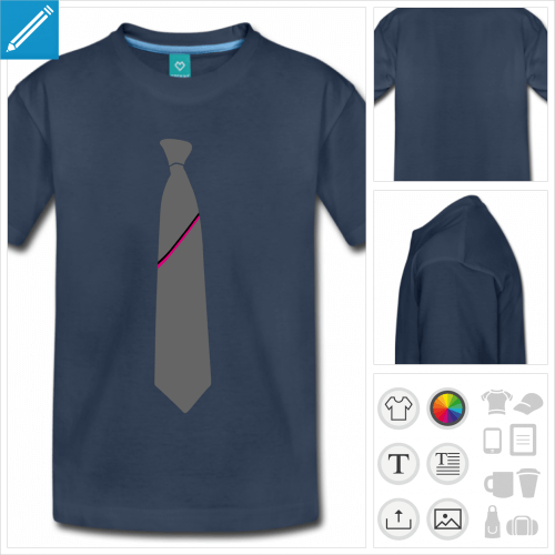 tee-shirt bleu marine cravate  personnaliser en ligne