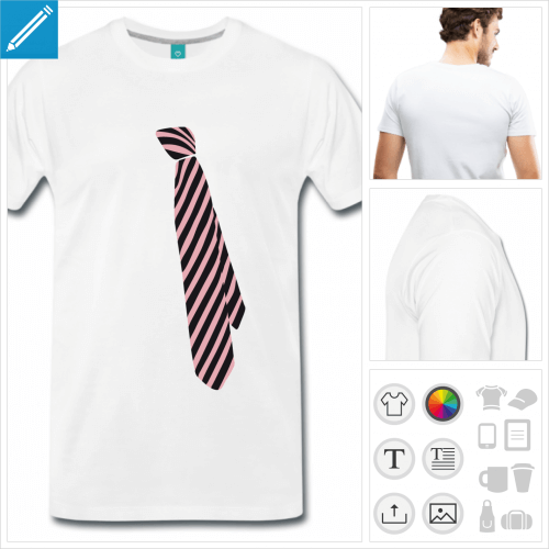 T-shirt cravate raye au couleurs personnalisable  imprimer en ligne.