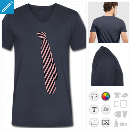 t-shirt cravate raye personnalisable