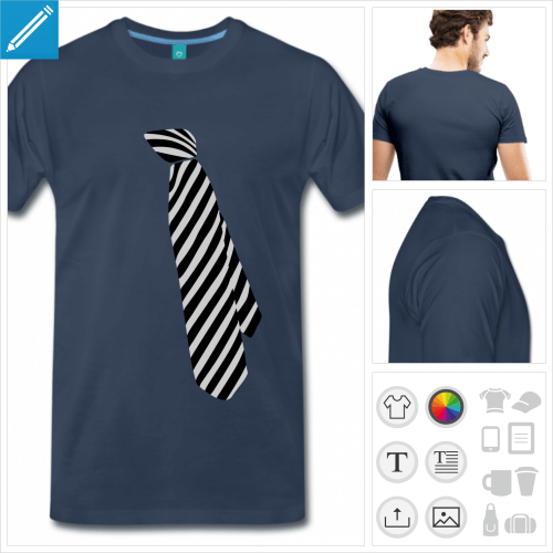 T-shirt cravate  rayures, fausse cravate  rayures obliques  imprimer en ligne.