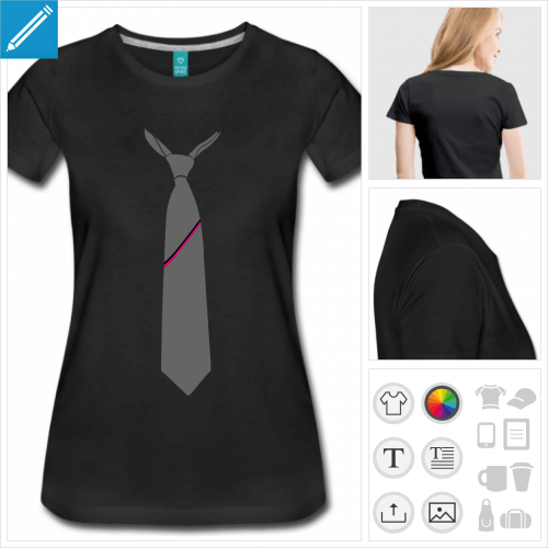 t-shirt manches courtes cravate simple personnalisable, impression  l'unit