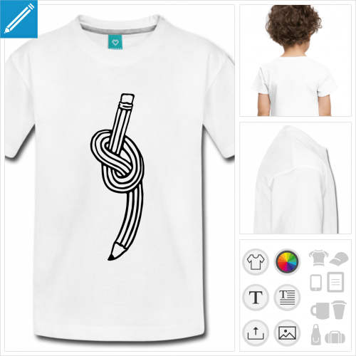 t-shirt blanc simple crayon  personnaliser, impression unique