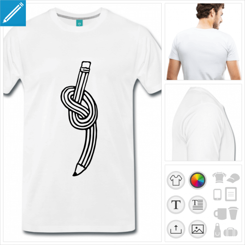 T-shirt crayon avec un nud au milieu de la tige,  personnaliser en ligne.