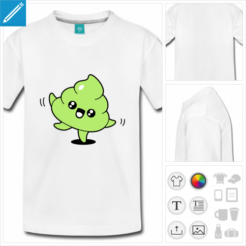 t-shirt basic emoji caca personnalisable, impression  l'unit