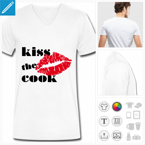 t-shirt manches courtes cook personnalisable, impression  l'unit