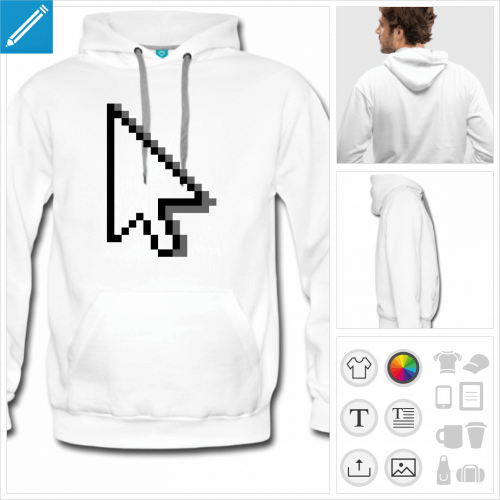T-shirt curseur flèche, cursor transparent à imprimer en ligne.