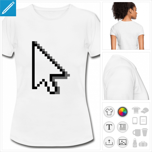 t-shirt blanc simple cursor flèche à créer soi-même